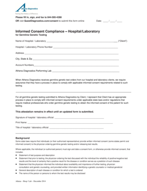 Informed Consent Compliance Form for Germline Genetic Testing