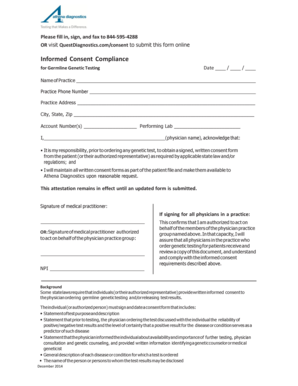 Informed Consent for Germline Genetic Testing
