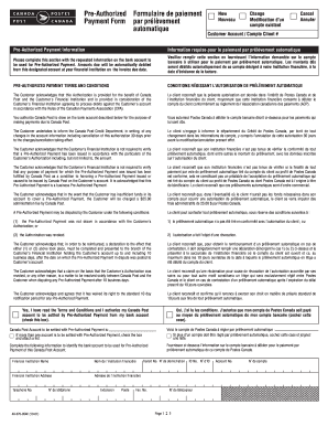 Canada Post Pre-Authorized Payment Form