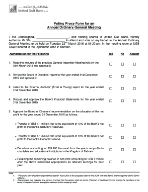 Voting Proxy Form for Annual General Meeting