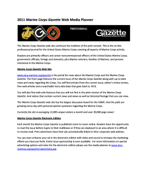 2011 Marine Corps Gazette Media Planner