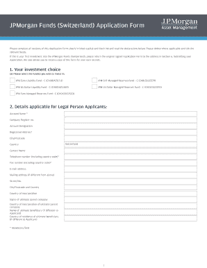 JPMorgan Funds Switzerland Application Form