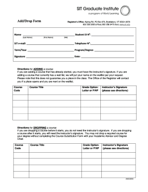 Add/Drop Course Form