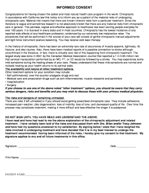 California Chiropractic Informed Consent and Arbitration Agreement