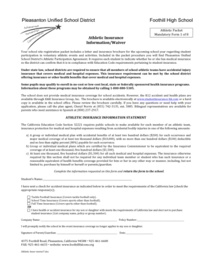California Athletic Insurance Waiver Form