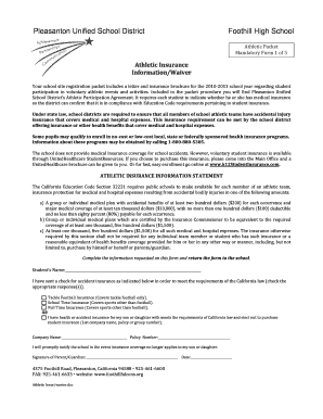 California Athletic Insurance Waiver Form