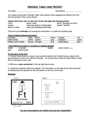 Periodic Table Card Project