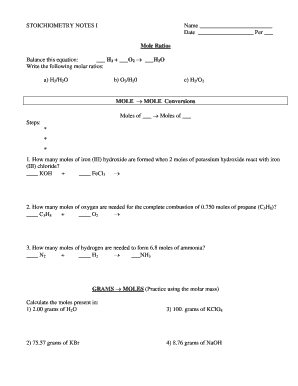Stoichiometry Notes Worksheet