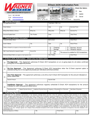 ECheck ACH Authorization Form