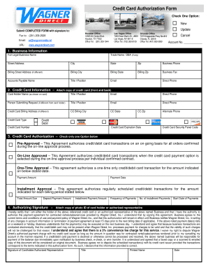 Credit Card Authorization Form