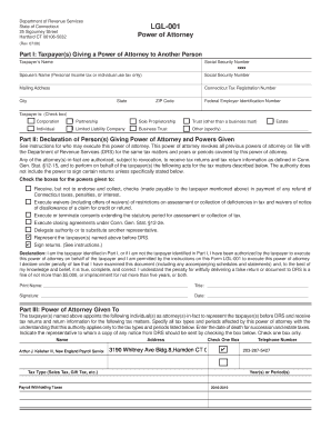 Connecticut Power of Attorney Form LGL-001