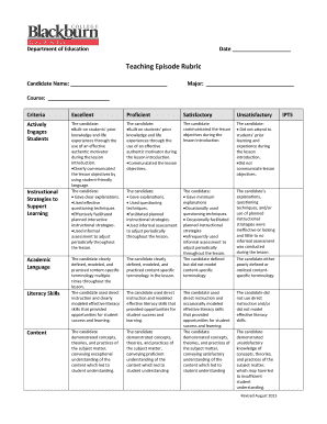 Teaching Episode Rubric
