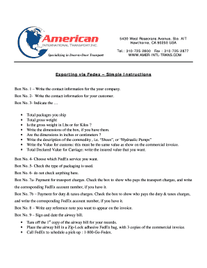 FedEx Export Shipping Form