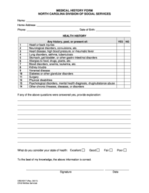 Medical History Form