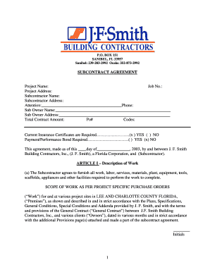 Subcontractor Agreement