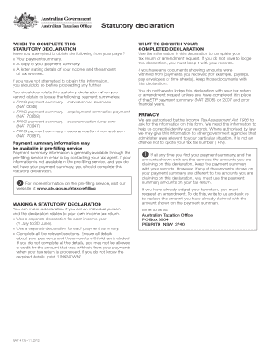 Statutory Declaration for Missing Payment Summaries