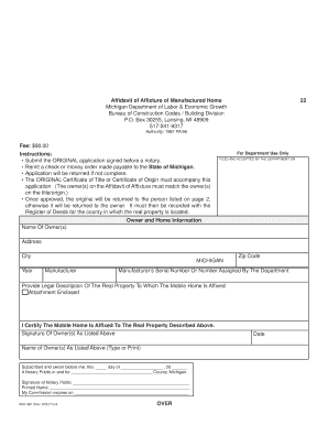 Affidavit of Affixture of Manufactured Home