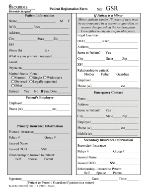 Indoor patient register format - Patient Registration bFormb Site GSR Patient bb - Lourdes Hospital