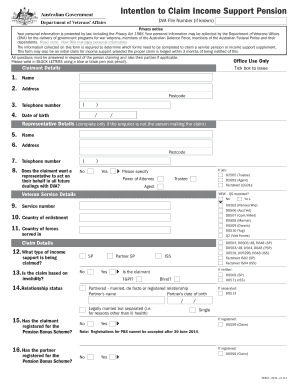Intention to Claim Income Support Pension