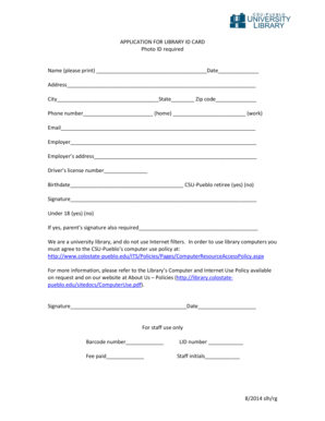 Application for Library ID Card