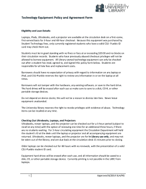 CSU-Pueblo Technology Equipment Policy and Agreement Form