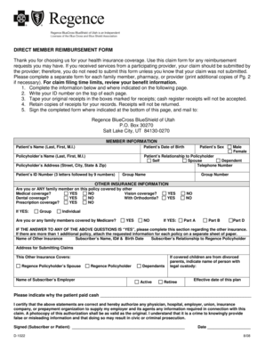 Direct Member Reimbursement Form