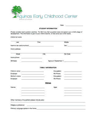 Student Information Form