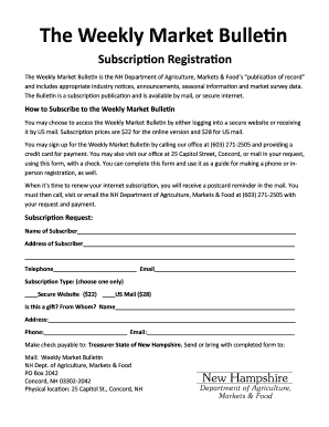 Weekly Market Bulletin Subscription Form