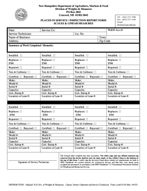 New Hampshire Scale Inspection Report Form
