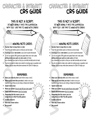 Classroom Session Note Cards