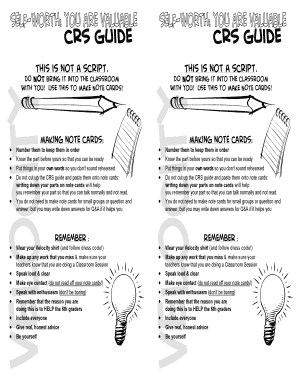 Classroom Session Note Cards