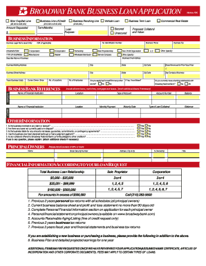 Broadway Bank Business Loan Application