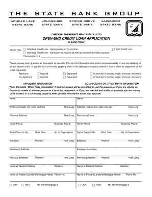 Open-End Credit Loan Application