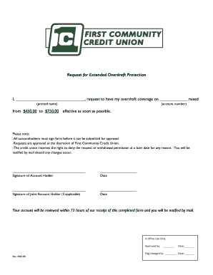 Request for Extended Overdraft Protection