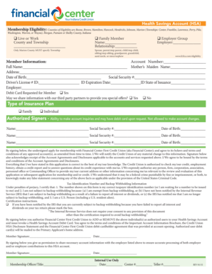 Health Savings Account Application