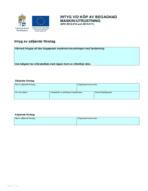 Certificate of Purchase of Used Equipment