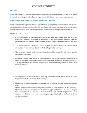 Dynea Pakistan Code of Conduct