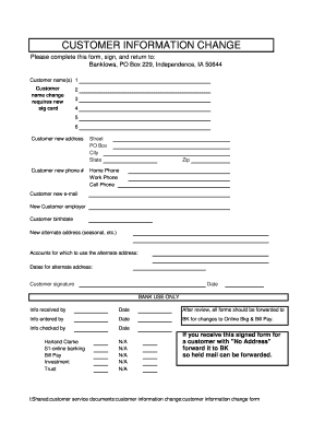 Customer Information Change Form