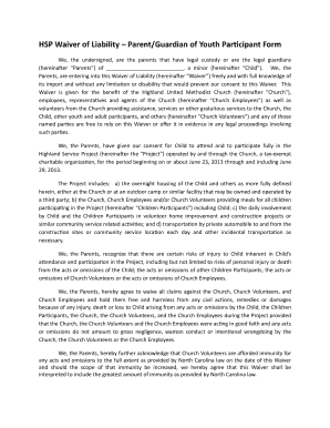 Waiver of Liability for Youth Participant