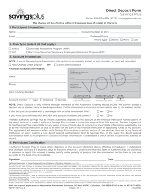 California Direct Deposit Authorization Form