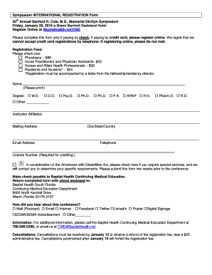 Symposium INTERNATIONAL REGISTRATION bFormb 30th Annual bb