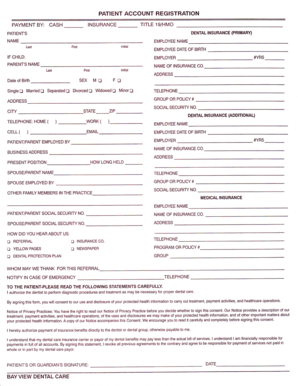 Patient Dental Insurance Registration Form