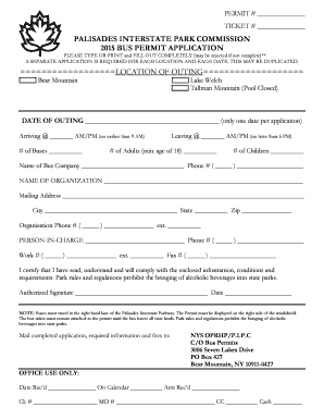 Palisades Interstate Park Commission Bus Permit Application