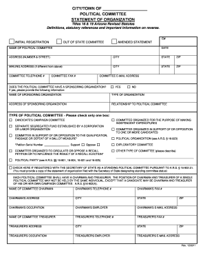 Arizona Political Committee Statement of Organization