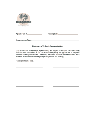Ex-Parte Communication Disclosure Form
