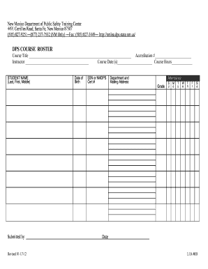 New Mexico DPS Course Roster Form