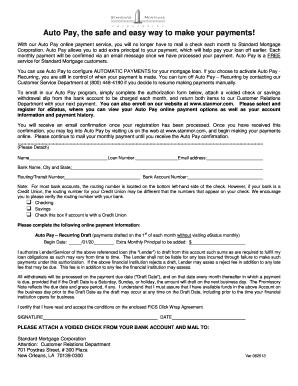 Standard Mortgage Auto Pay Authorization Form