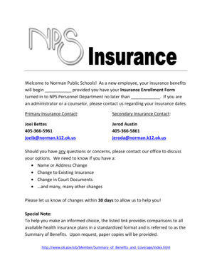 Oklahoma Employee Insurance Enrollment Form