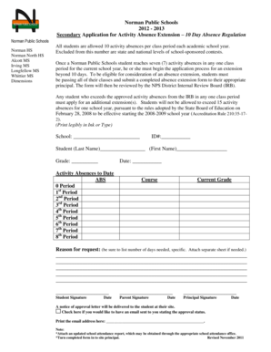 Secondary Application for Activity Absence Extension
