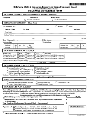 Oklahoma State Employee Insurance Enrollment Form